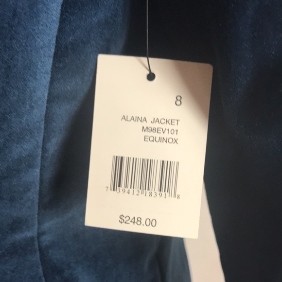 NWT Tahari One-Button Blue Velvet Blazer - Picture 8 of 9